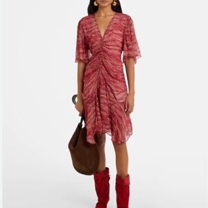 Isabel Marant Étoile  Vivienne Printed Ruched Minidress Red Size 34 (US 2)